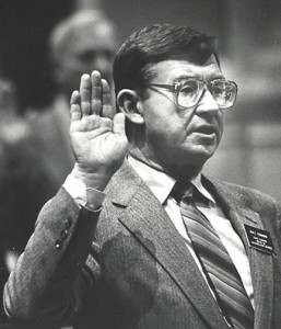 Walt Conahan takes the oath of office for his state Senate seat in 1985.
