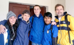 A recent trip to Bolivia by the SDSU Engineers Without Borders chapter included, from left, engineering students Rebecca Hofmeister, Eduardo Torres, and Matt Auch, project assistant Tito Ticano and Professor Bruce Berdanier.