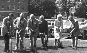 Groundbreaking of Tompkins Alumni Center, June 14, 1975.