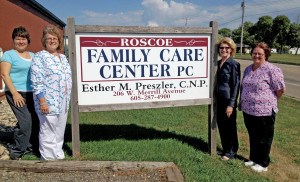 â€ˆThe staff of Family Care Center in Roscoe, from left, business manager Gail Scherbenski, registered nurse Dee Bauman, family nurse practitioner Esther Preszler â€™88/MS â€™95, and registered nurse Kari Malfam.