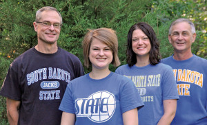 From left, Kevin Wurtz â€™75, Kim Wurtz â€™14, Allison Akin â€™03 and Dean Schmiedt â€™73 pose at a recent family gathering. They represent the most recent generations of State pharmacy graduates in the family, a line that dates to 1925.