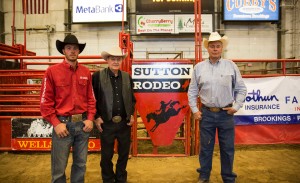Three generations of Suttons help put on the Jackrabbit Stampede. Brent â€™10, Jim â€™57 and Steve â€™82 all were members of the Rodeo Club during their times at State and treat the week of the Jackrabbit Stampede as a large family reunion.