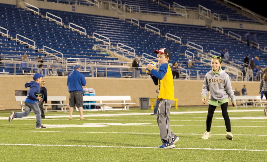 Catch this: Possible future Jackrabbits attempt to re-enact Goedertâ€™s catch and think of making their own memories at Dana J. Dykhouse Stadium. For years, Jackrabbits fans showed their skills postgame at Coughlin-Alumni Stadium and the tradition continues today.
