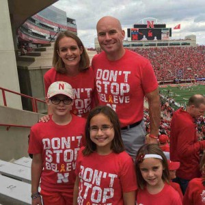 The Hoffmans at Memorial Stadium. Brianna and Andy Hoffman with their children, from left, Jack, 11; Ava, 9; and Reese, 6.