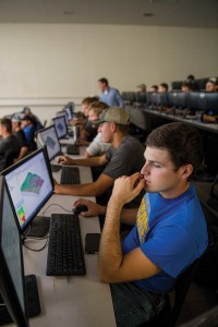 A student takes a precision ag course.