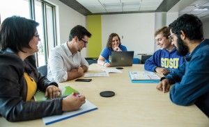 Students study together in the new space.