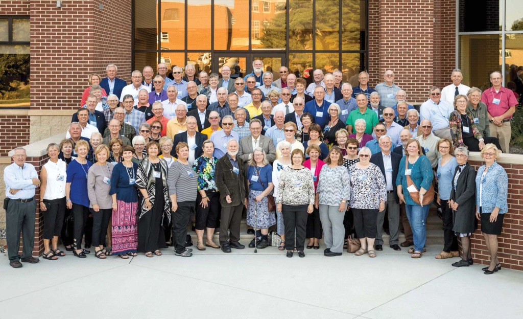 Members of the class of 1968 gather for a reunion.