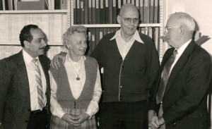 19802: Dr. Hassan Ghazi (former department head of mechanical engineering), Lela Sandfort, John Sandfort and Ernest Buckley (former dean of the College of Engineering)