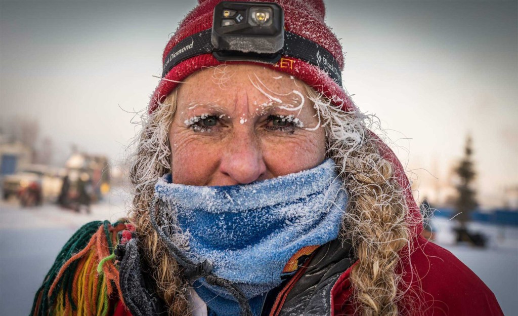 Greta Krafsur with frost in eyelashes.