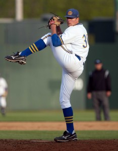 Blake Treinen pitching for the Jackrabbits in 2011.