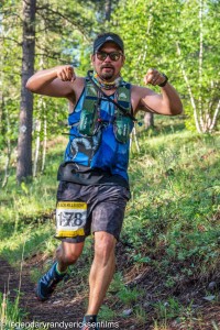 A man runs in a 50-mile race.