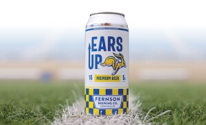 Ears Up beer can featuring the SDSU Jackrabbit logo.